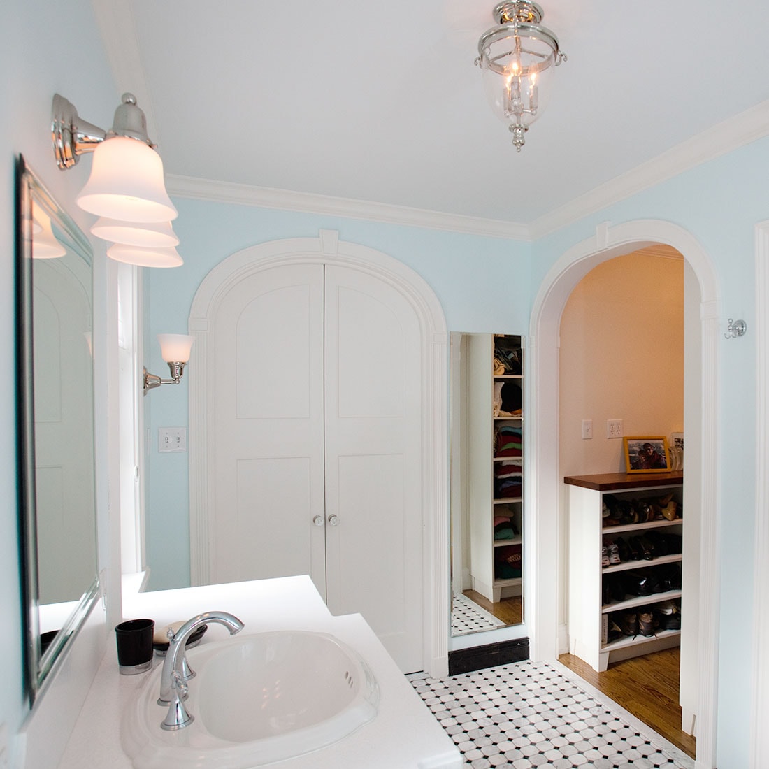 renovated bath opens to walk in closet